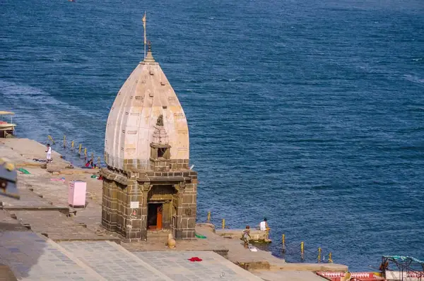 Temple on the Narmada bank at Maheshwar Fort, Khargone district, Khargone