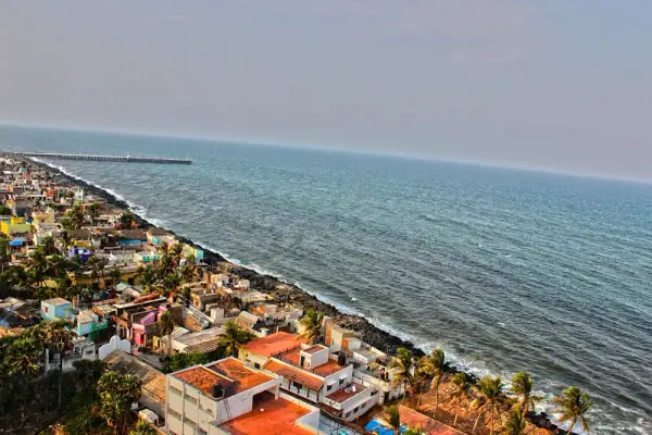 Pondicherry Beach aerial, Puducherry