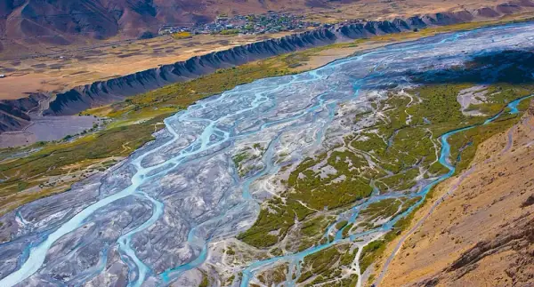 Spiti Valley aerial, Kaza