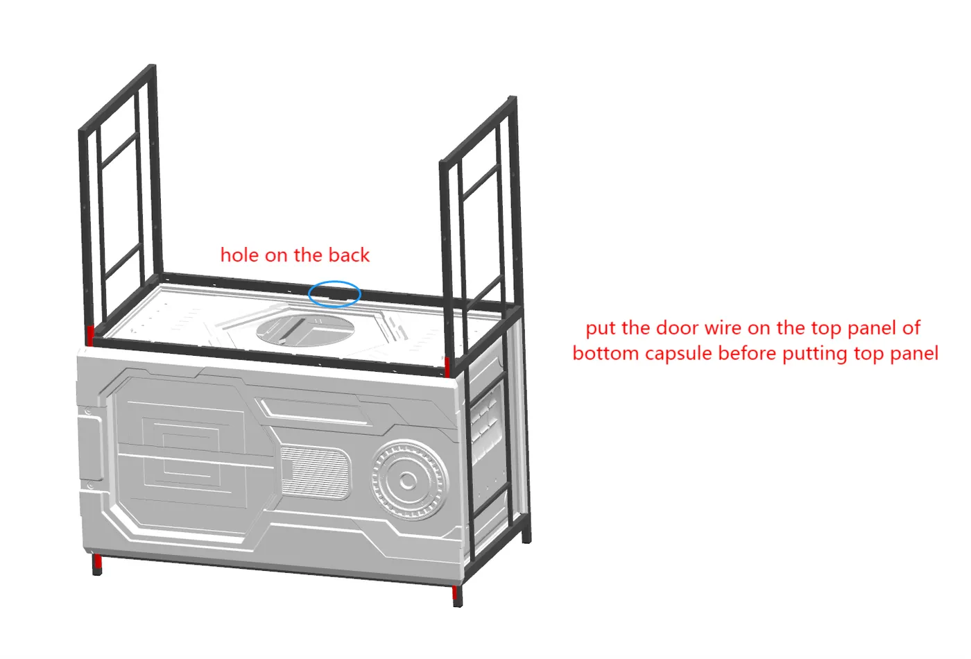 10. Assemble top panel for bottom capsule