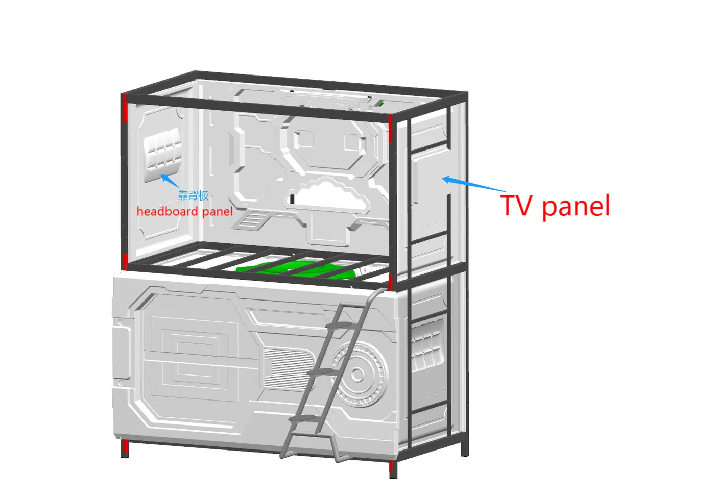 15. Assemble dresser and TV back panel for top capsule
