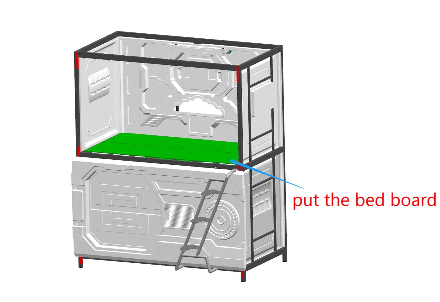 16. Place bed board for top capsule