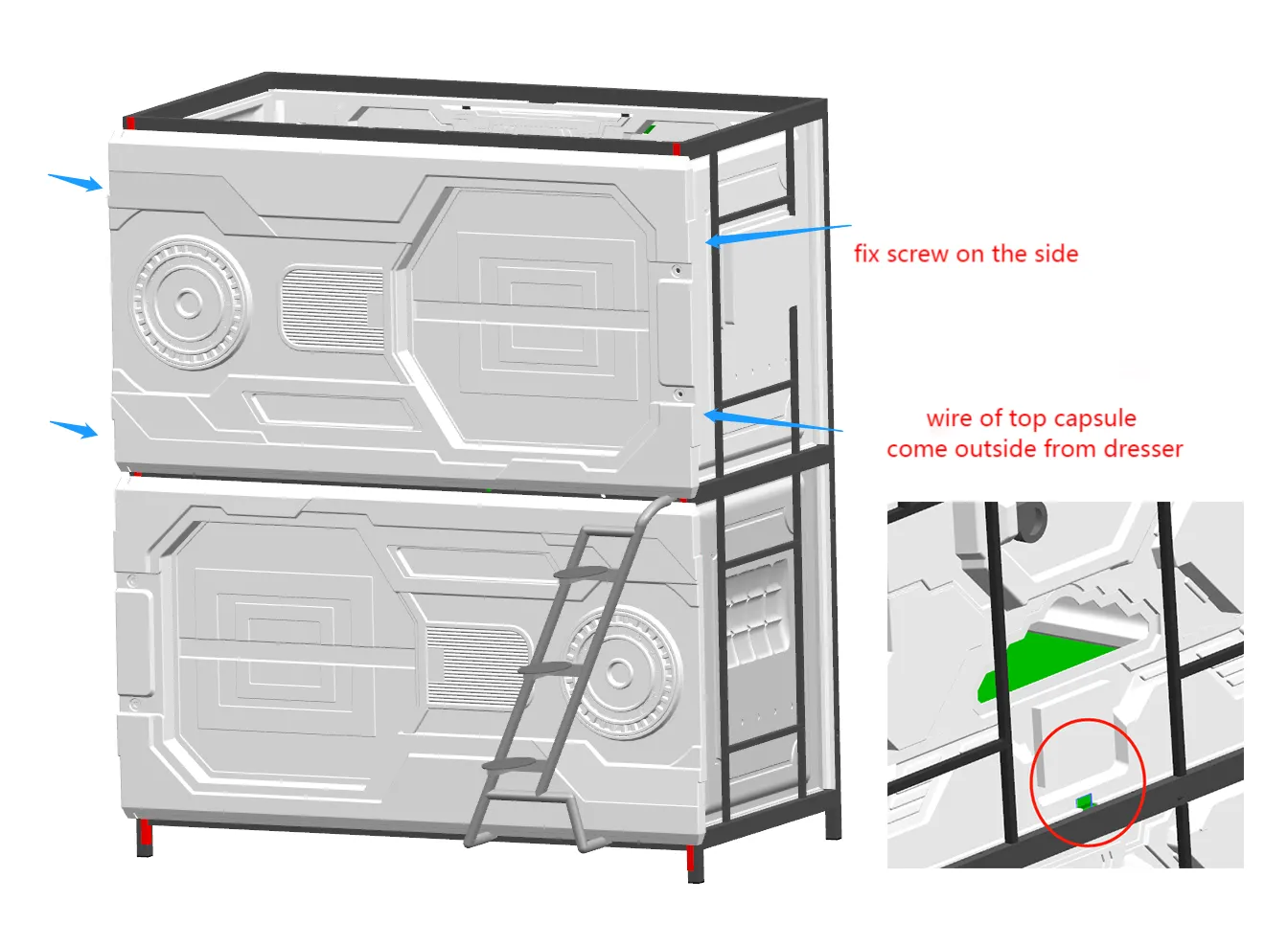 17. Assemble the top capsule door