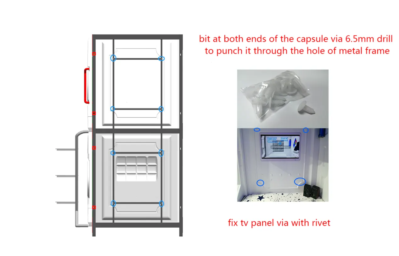 22. Fix TV panel with rivets